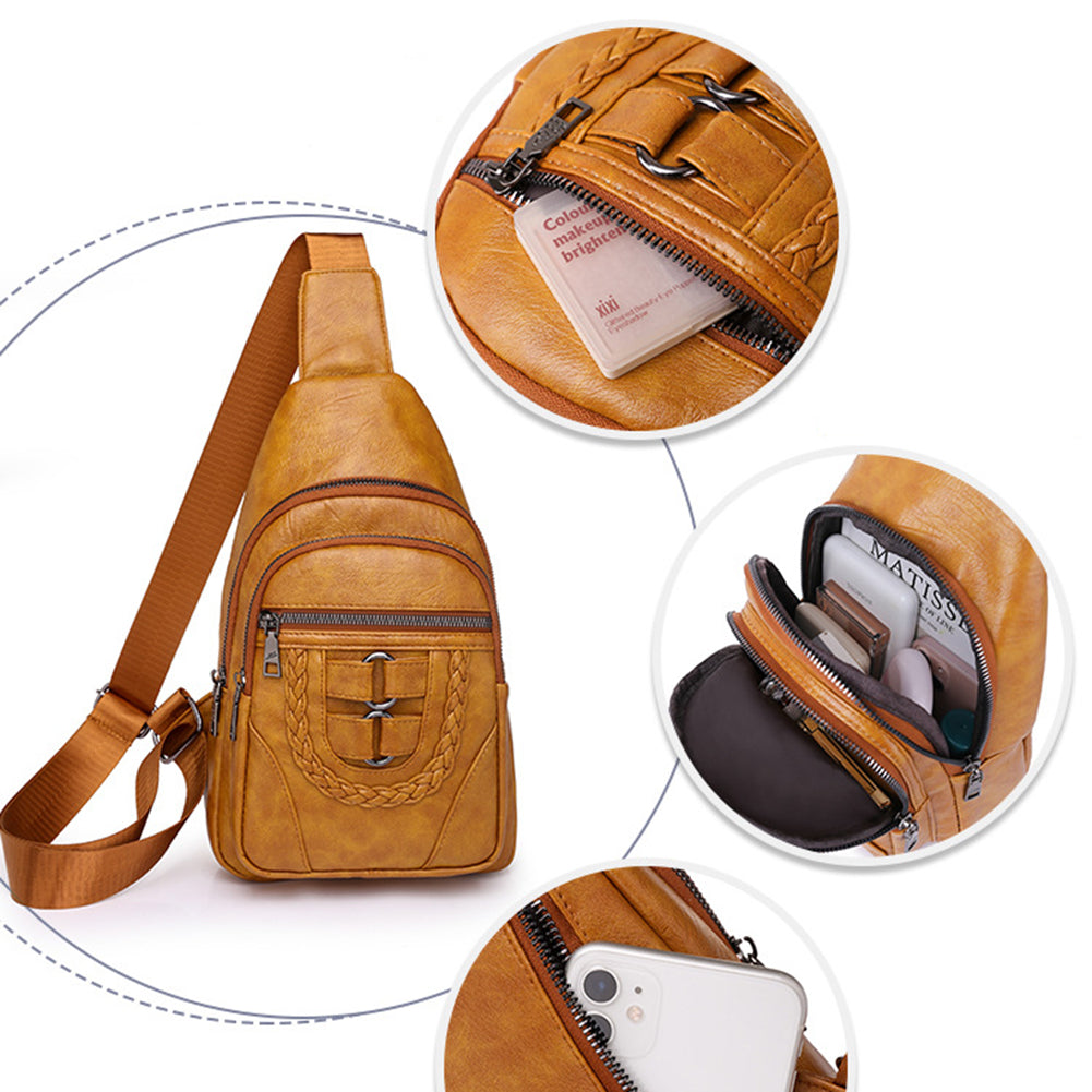Men's And Women's Retro Leather Crossbody Bag Chest Bag