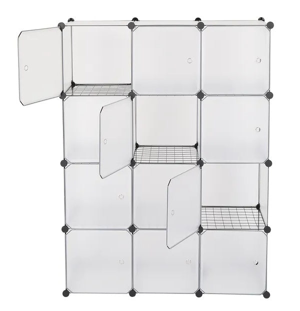 12-Cube Storage Shelf Cube Shelving Bookcase Bookshelf Organizing Closet Toy Organizer Cabinet White Color