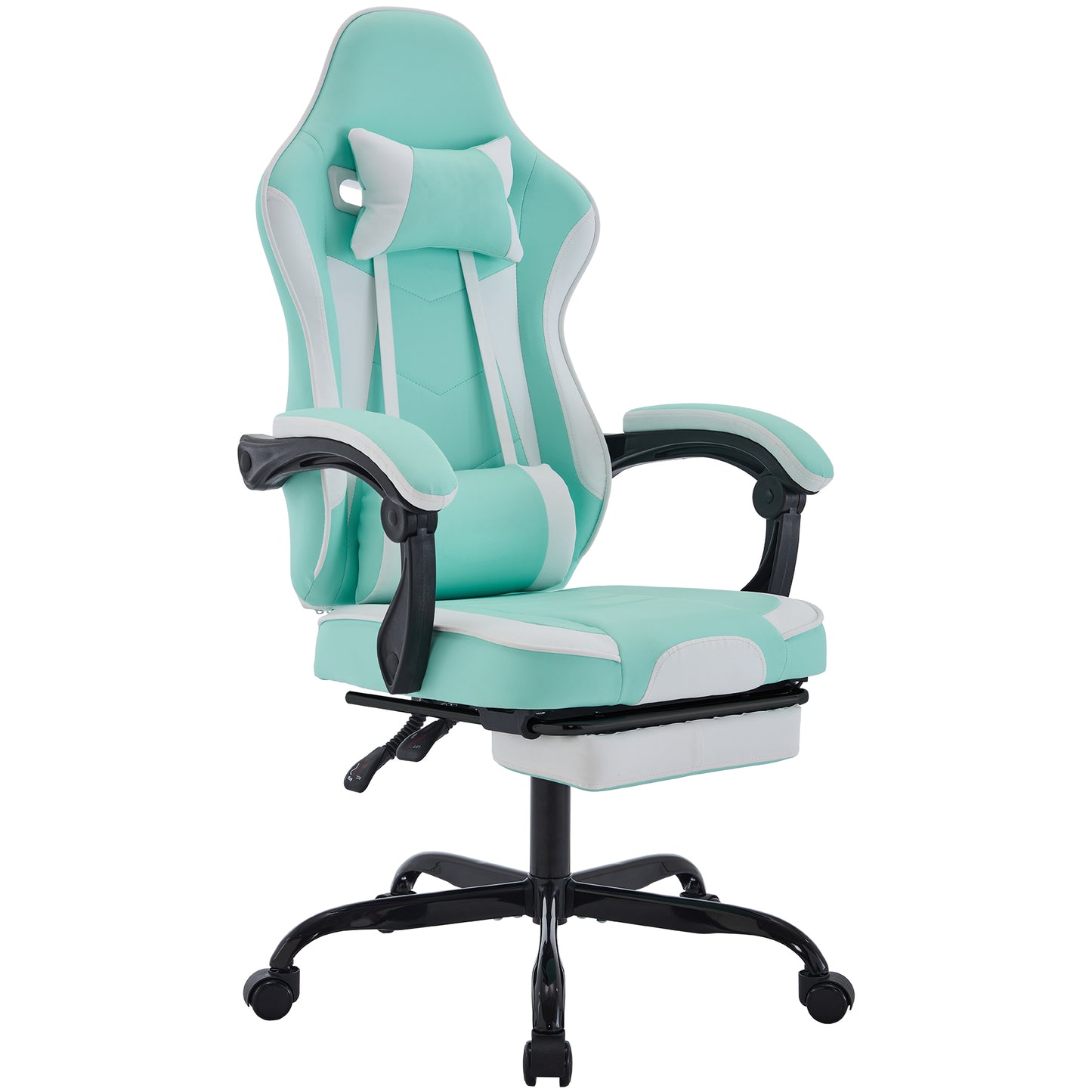Gaming Chair, Ergonomic Computer Chair With Footrest And Massage Lumbar Support, Height Adjustable Swivel Video Game Chair For Adults, 300lb Max, Green