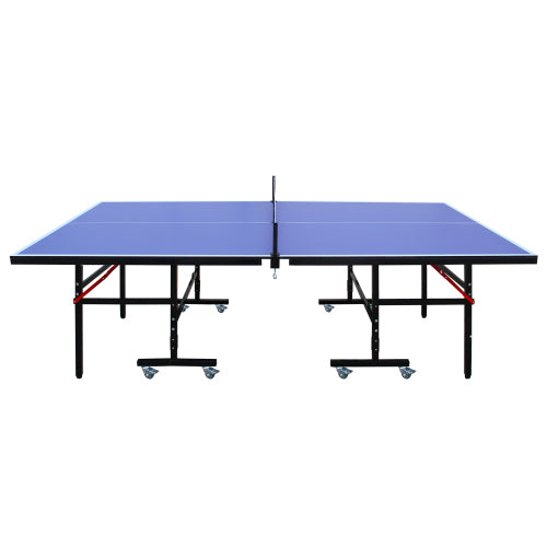 8ft Mid-Size Table Tennis Table Foldable & Portable Ping Pong Table Set For Indoor Games With Net, 2 Table Tennis Paddles And 3 Balls