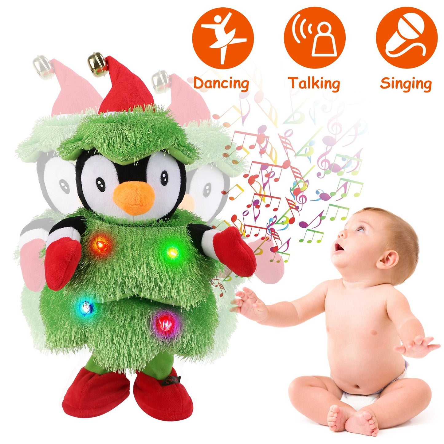 1Pc Penguin Or Elk Or Snowman Electric Dancing Singing Plush Toy Twisting Snowman Toy Talking Interactive Mimicking Funny Songs Wiggly Dance Kid Christmas Gift