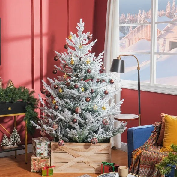 HOMCOM 6 Foot Artificial Christmas Tree, Pine Hinged Xmas Tree With 795 Realistic Branches, Steel Base, Auto Open, Green