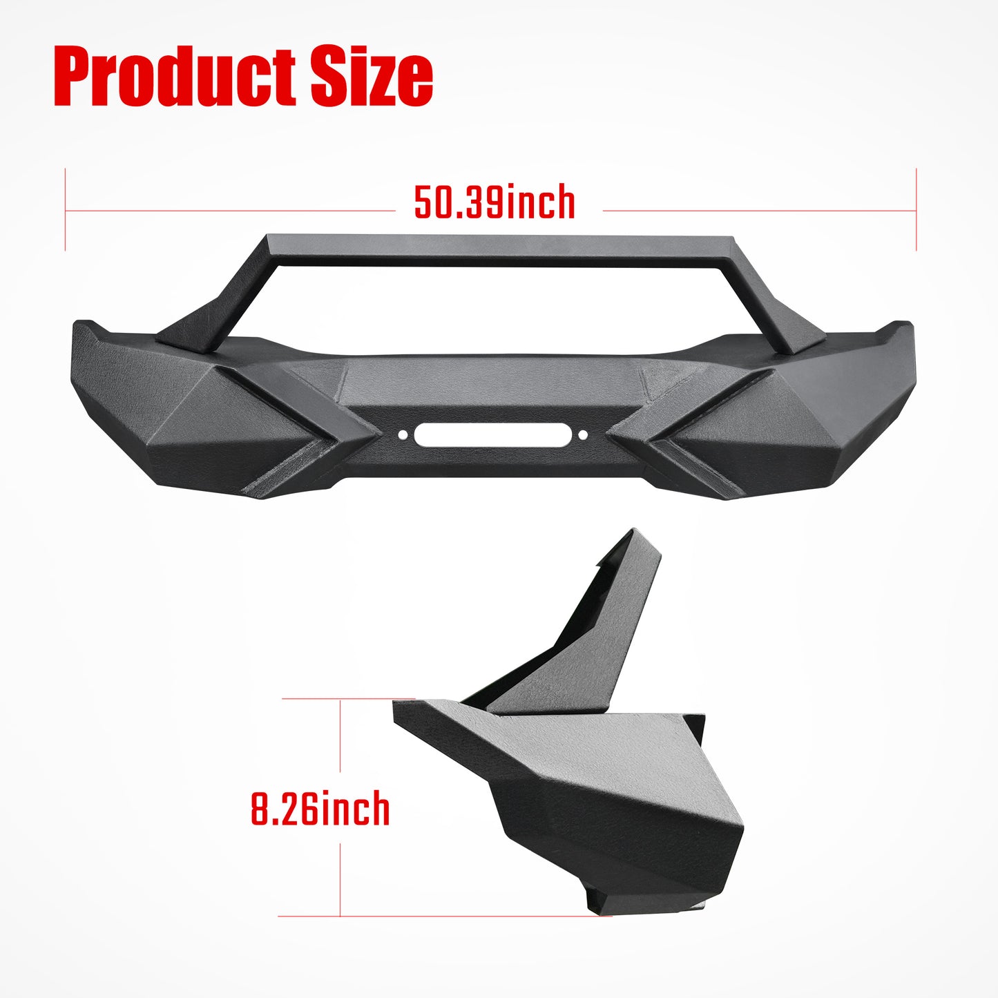 X Style Front Bumper With Winch Plate Compatible With Wrangler JK 2007-2018 Heavy Duty Black Textured Manganese Steel Construction, Perfect For On And Off-Road Used