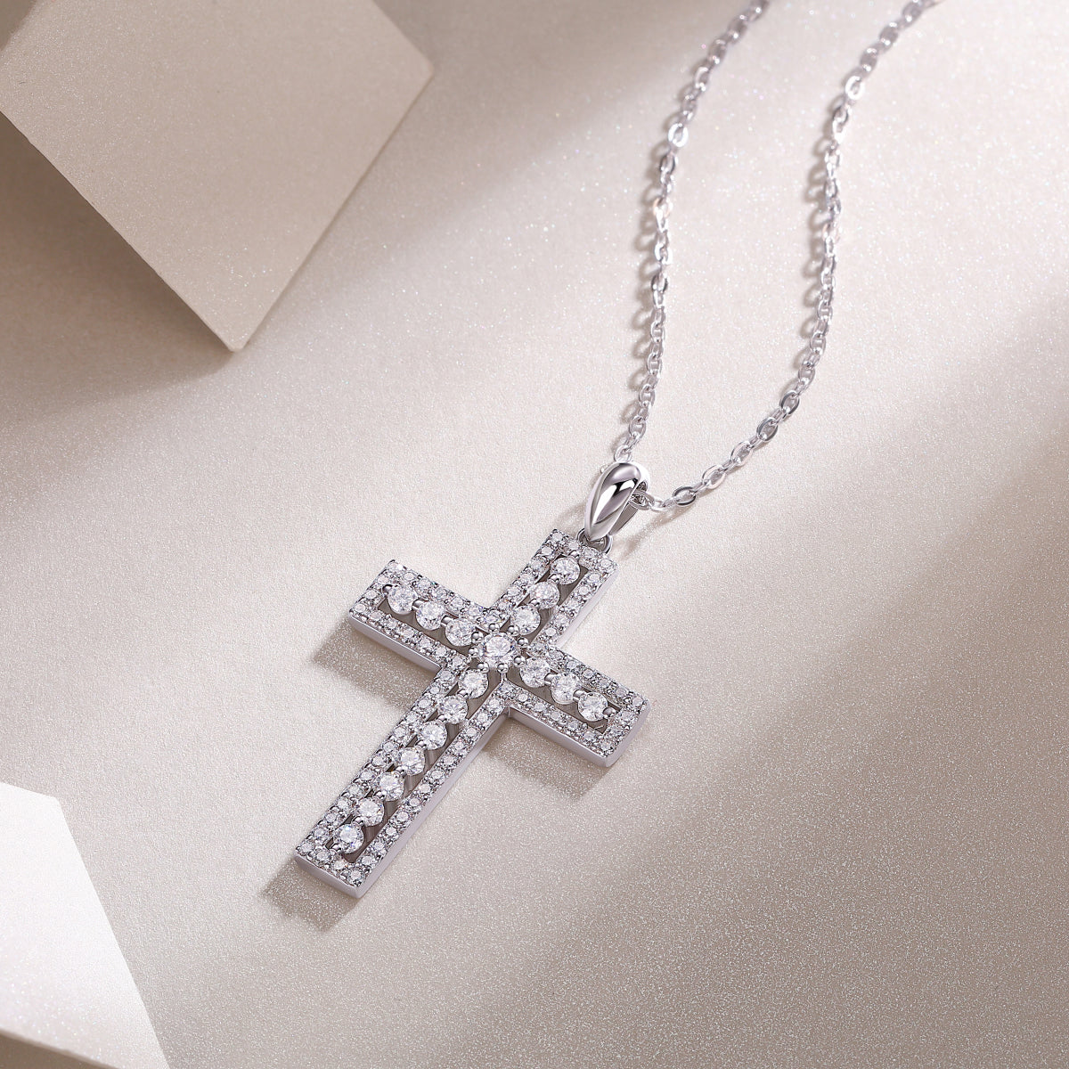 Shelter - Fashionable Jewelry Pendant Set With Moissanite S925 Sterling Silver And Platinum-plated Cross Diamond, Moissanite Silver Jewelry