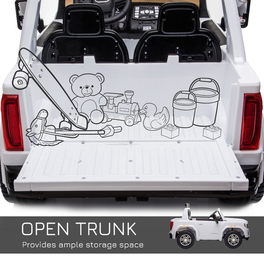 12V Battery Kids GMC Sierra HD Ride On Toy With Remote Control, Bright Headlights & Working Suspension - White