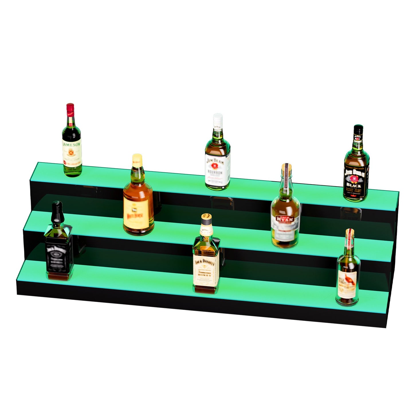 LED Lighted Liquor Bottle Display, 3 Tiers 40 Inches, Illuminated Home Bar Shelf With RF Remote & App Control 7 Static Colors 1-4 H Timing, Acrylic Drinks Lighting Shelf For Holding 30 Bottles