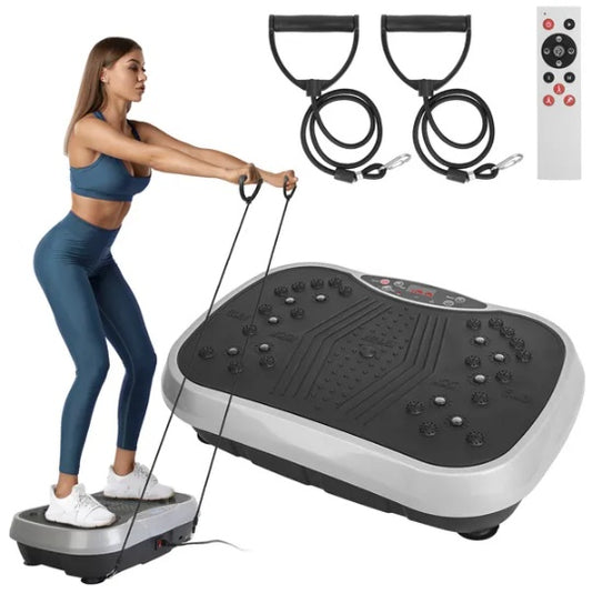 Vibration Exercise Machine With Resistant Bands Remote Control Whole Body Vibration Platform Workout Equipment Home Fitness Training Equipment For Weight Loss Fat Burner