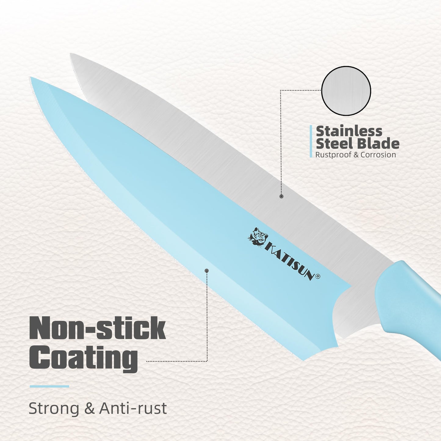 Kitchen Knife Set With Block, 14 Piece BLUE Non-Stick Paint Coating Stainless Steel Knives Set, Anti-Rust And Dishwasher Safe, 12 Knives With Kitchen Shears And Block