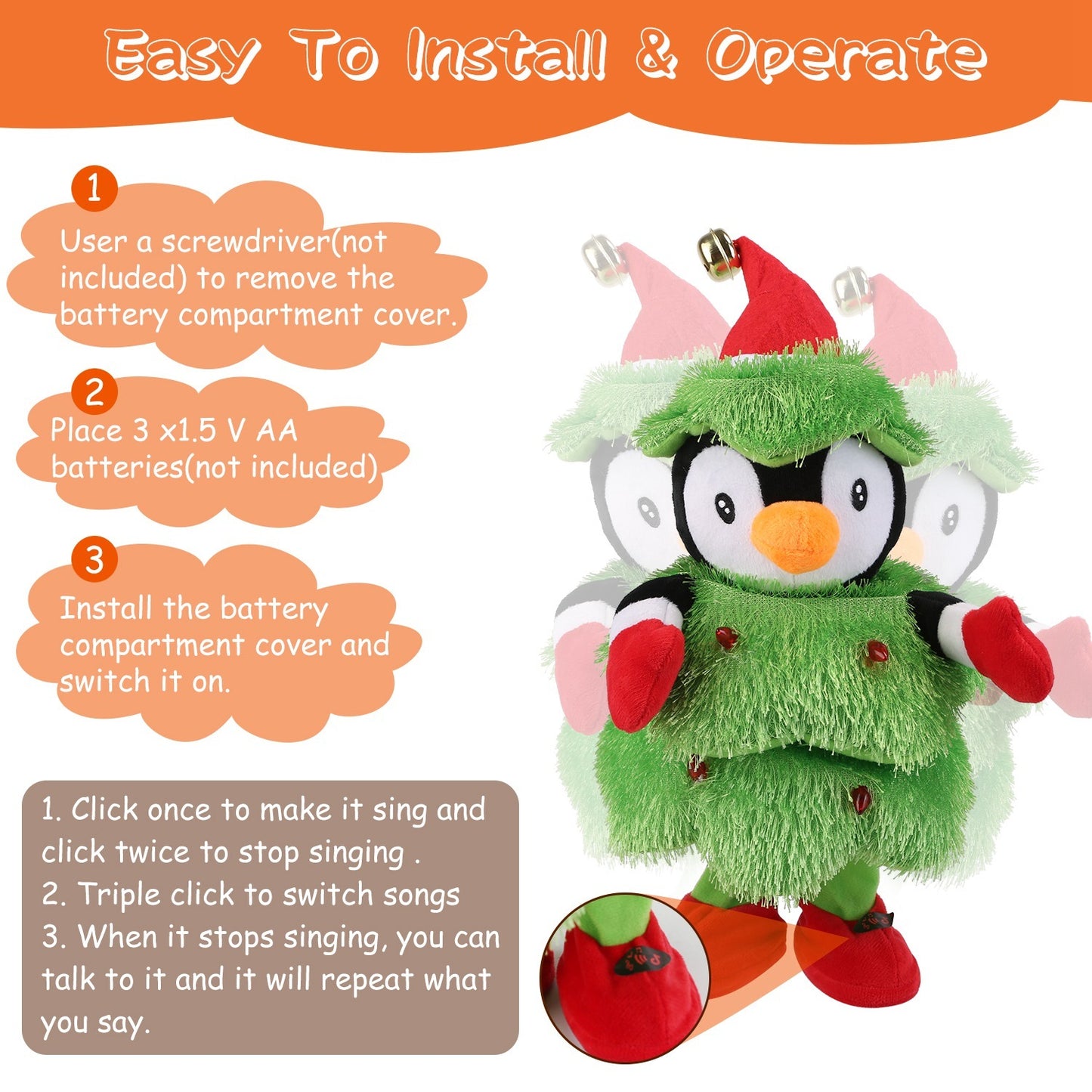 1Pc Penguin Or Elk Or Snowman Electric Dancing Singing Plush Toy Twisting Snowman Toy Talking Interactive Mimicking Funny Songs Wiggly Dance Kid Christmas Gift