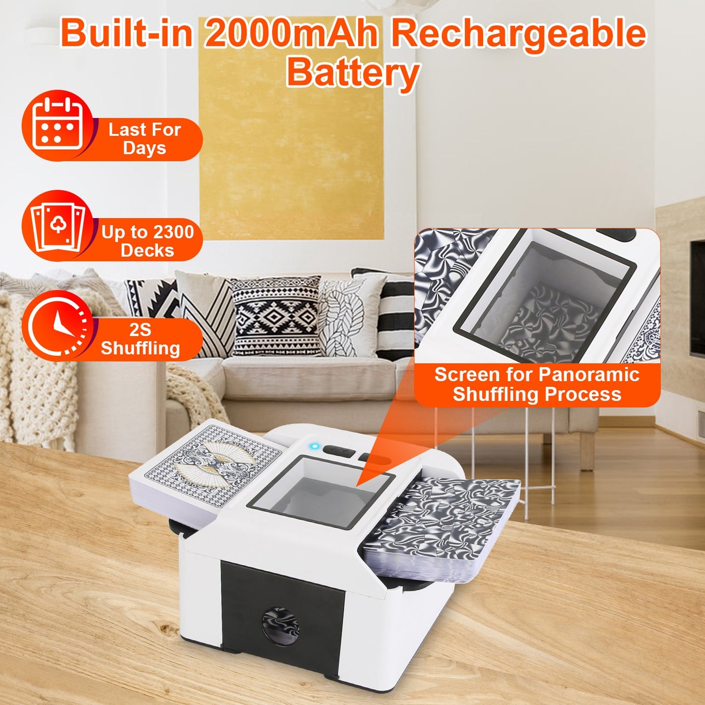 1Pc 2 Deck Rechargeable Automatic Card Shuffler Professional Card Shuffler For For Texas Hold'em Poker UNO With Auto Manual Mode Handheld Desktop