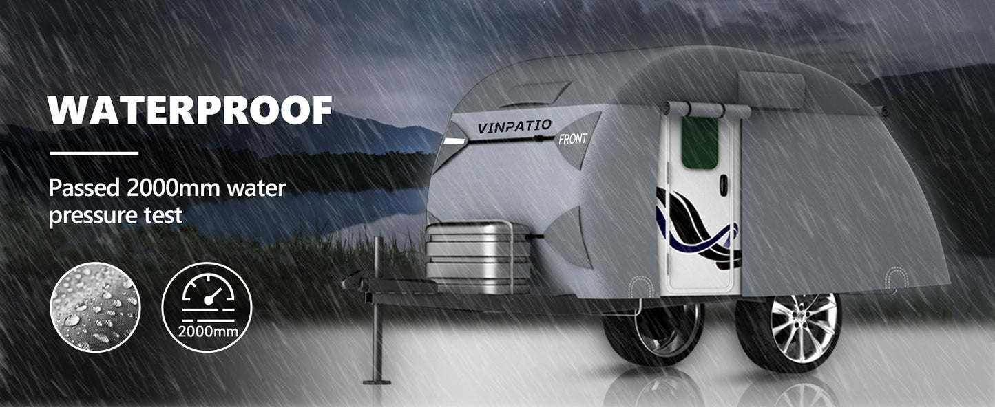 Heavy-Duty Teardrop Trailer Cover, All-Weather Protection With Windproof Straps - Extra Thick, Tear-Resistant, Breathable Fabric For Campers & RVs
