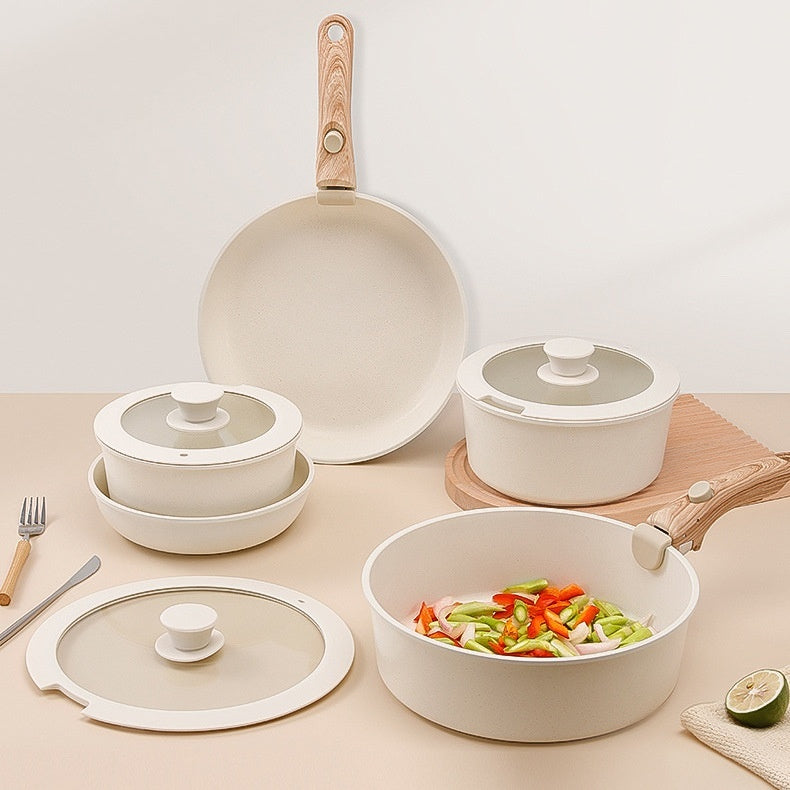Removable Non-stick Life Smile Cookware Set Suit Medical Stone Pan Milk Pot