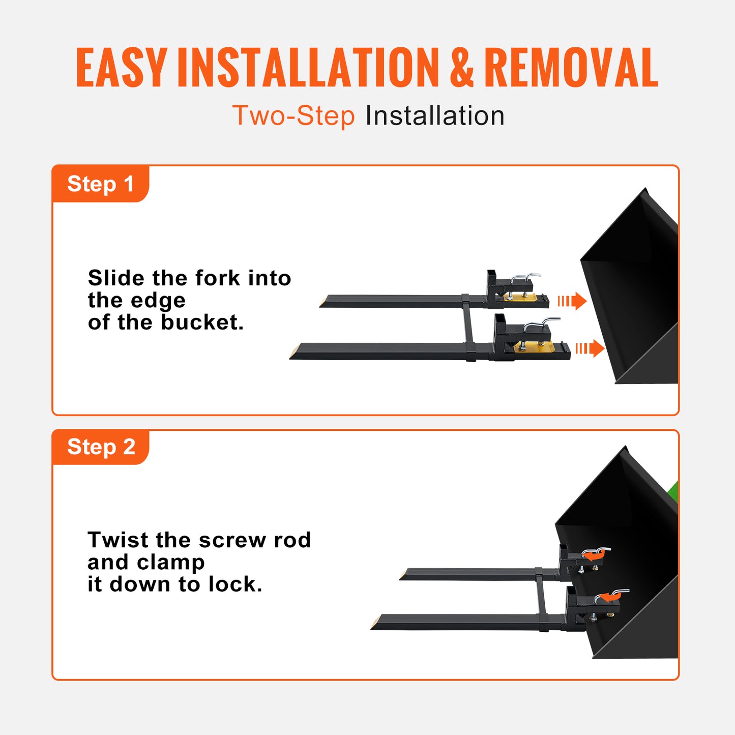 Pallet Forks, 4000 Lbs Clamp On Pallet Forks, 60inch Total Length Heavy Duty Pallet Forks With Adjustable Stabilizer Bar, Tractor Bucket Forks For Tractor Attachments, Skid Steer, Loader Bucket
