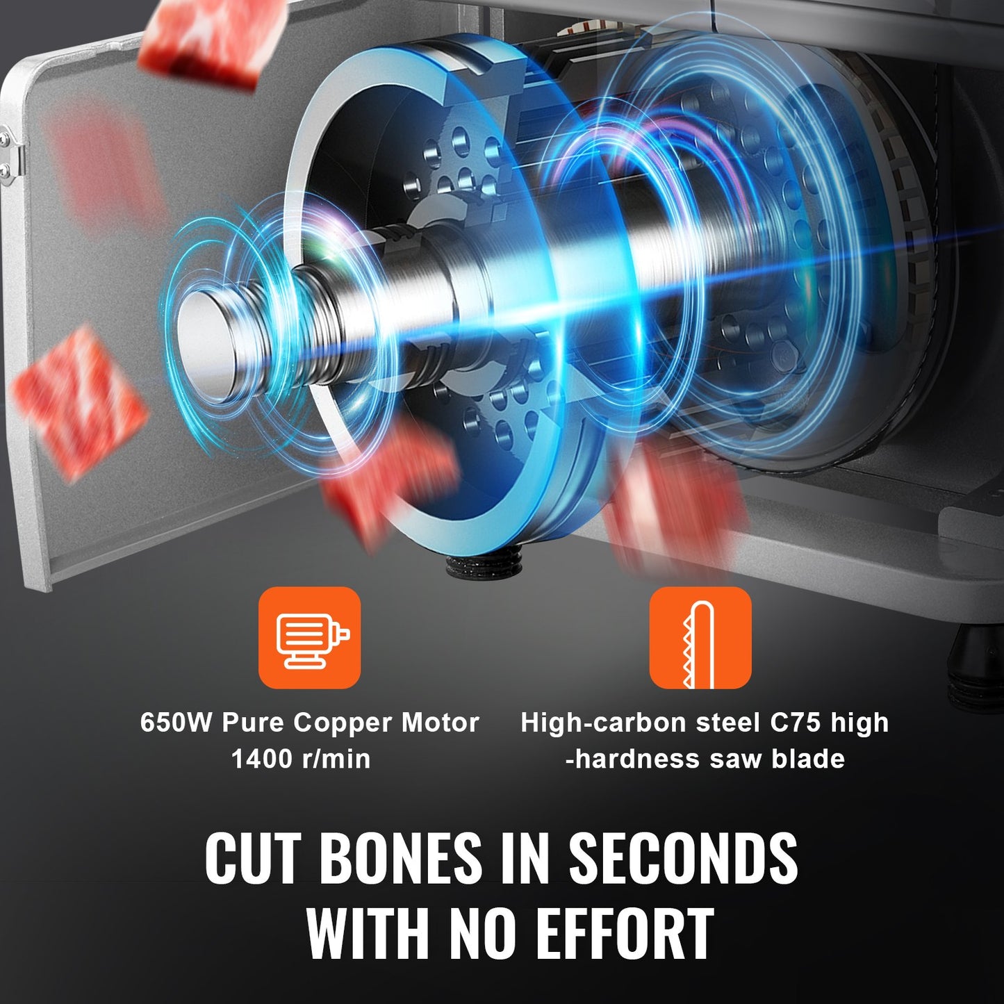 650W Commercial Electric Meat Bandsaw Stainless Steel Bone Sawing Machine