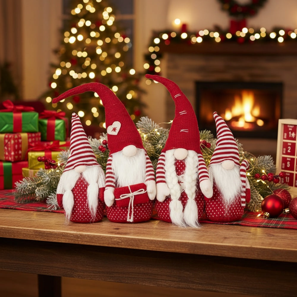 4PCS Set Christmas Gnome 21.3x5.5x25.5in Tall Festive Family Perfect For Holiday Decorations And Seasonal Indoor Outdoor Displays