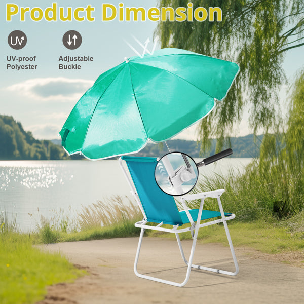 Folding Beach Chair With Umbrella For Adults, Lightweight Porable Camping Chair With 265lbs Capacity For Travel Picnic Concert & Outdoor Activities