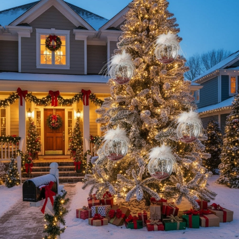 6PCS Set 3.9in Christmas Ball Tree Ornaments Glass Hanging Balls For Holiday Party & Home Decor