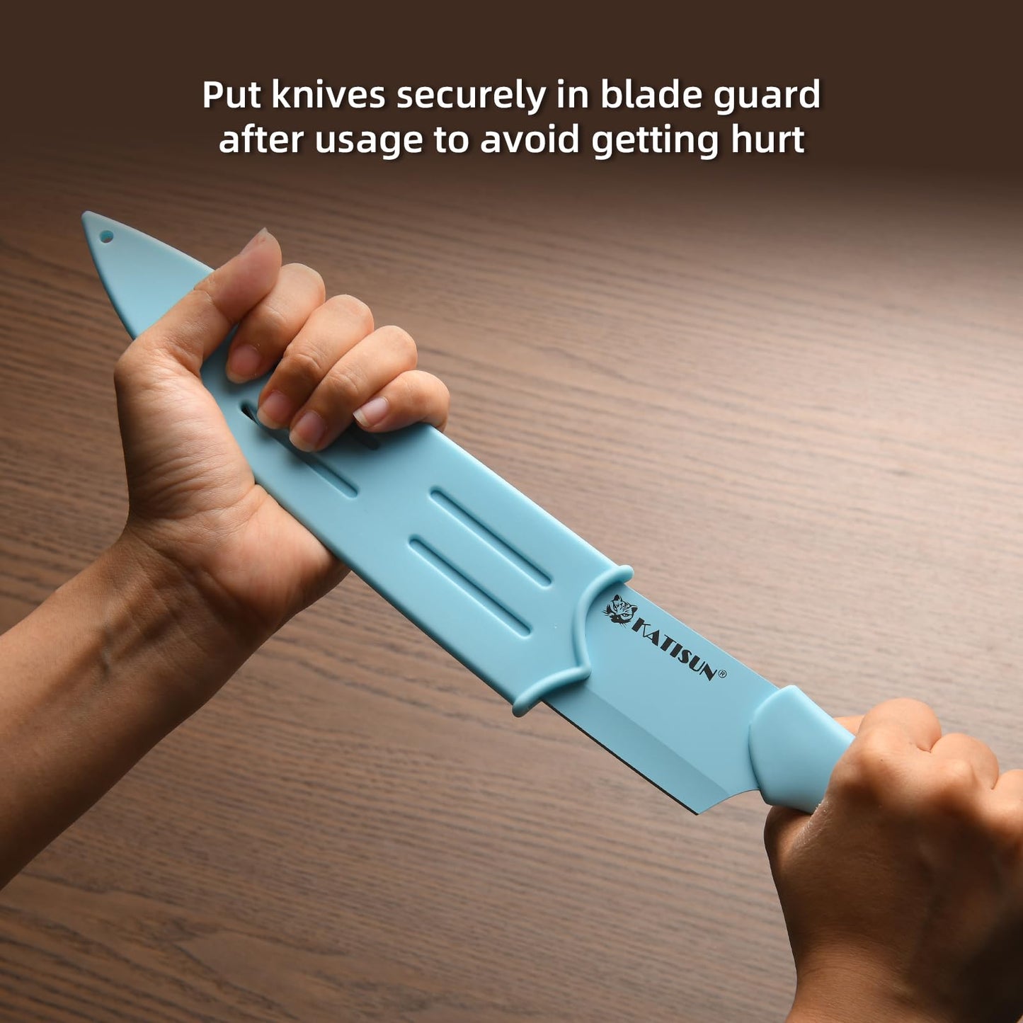 Kitchen Knife Set With Block, 14 Piece BLUE Non-Stick Paint Coating Stainless Steel Knives Set, Anti-Rust And Dishwasher Safe, 12 Knives With Kitchen Shears And Block