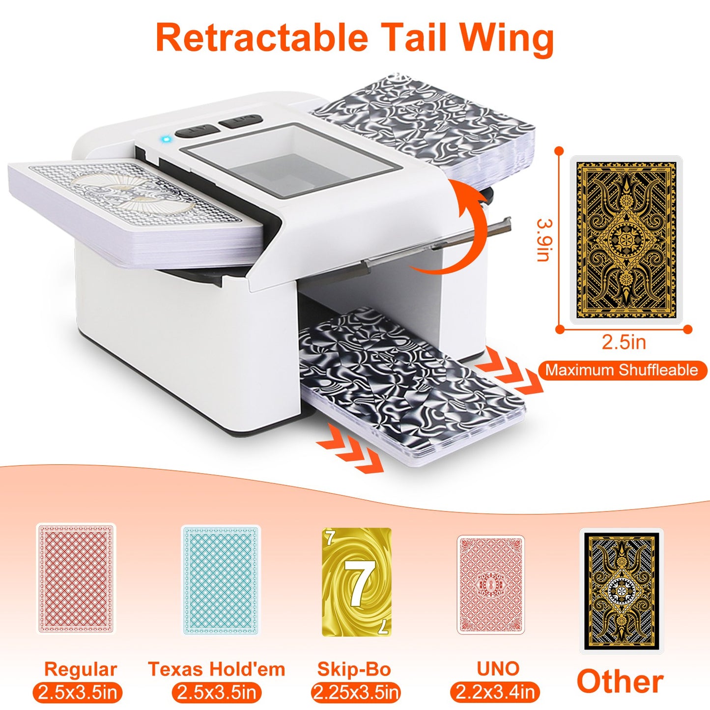 1Pc 2 Deck Rechargeable Automatic Card Shuffler Professional Card Shuffler For For Texas Hold'em Poker UNO With Auto Manual Mode Handheld Desktop