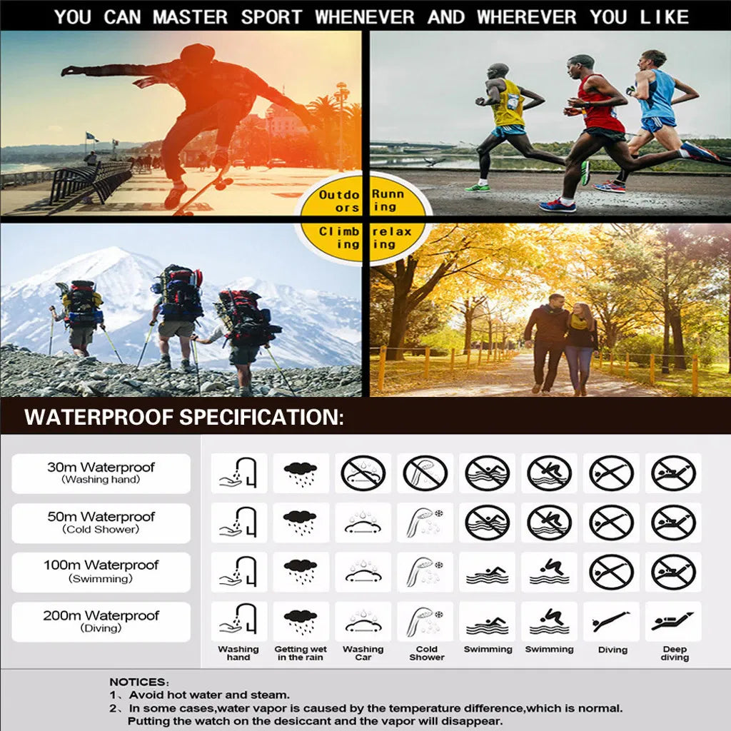 Waterproof Digital Sports Watch Military Tactical LED Backlight Wristwatch Men