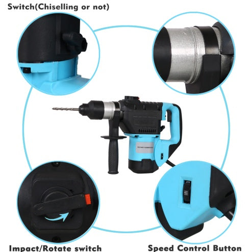 Rotary Hammer 1100WBlue Black1-12 SDS Plus Rotary Hammer Drill 3 Functions