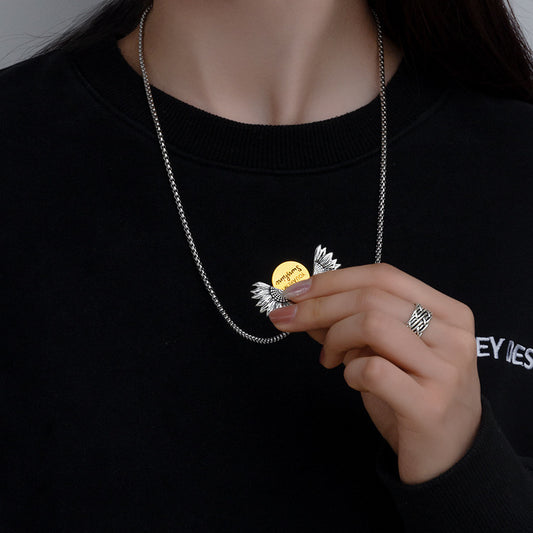 Creative Openable Sunflower Pendant Necklace Fashion Letter Jewelry Gift