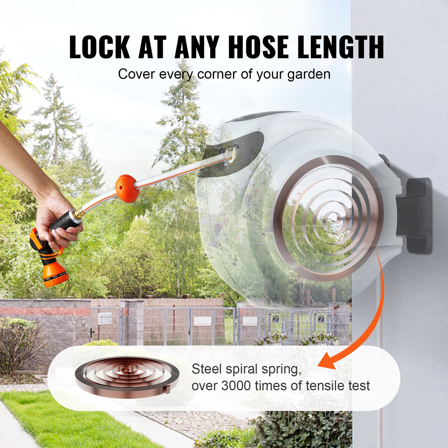 Retractable Hose Reel Water Hose Reel   Swivel Wall-Mounted