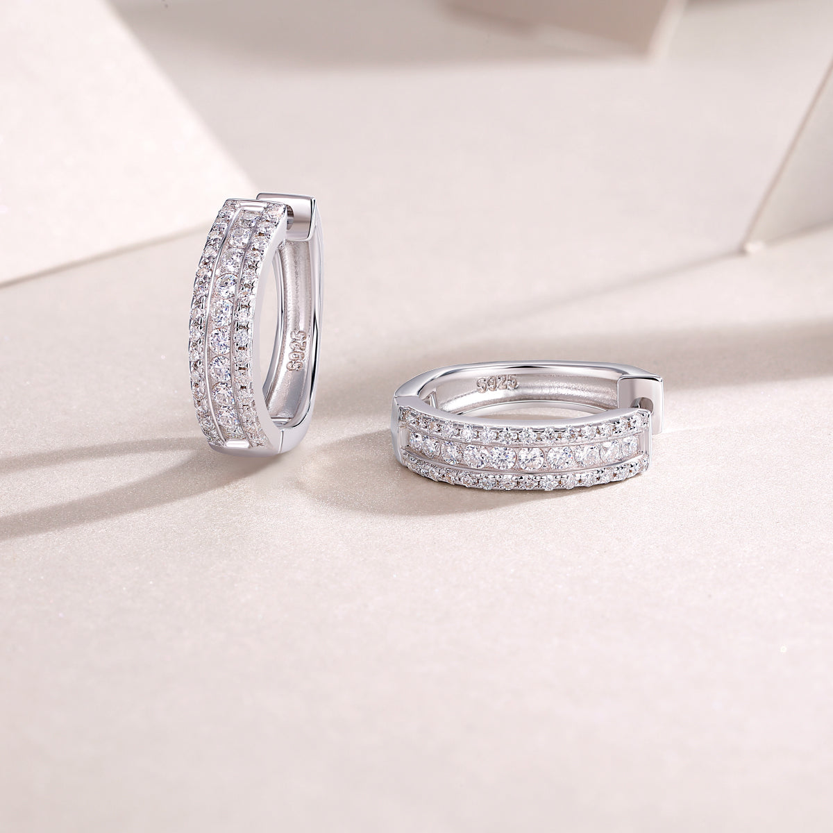 1Splendid Night Luxury Fashion Diamond Earrings Stud Set With Mosan Diamond Silver Ornaments