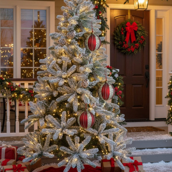 4PCS Set  Christmas Glass Ball Ornaments Holiday Tree Hanging Decorations Party Decor Supplies FBA Shipment