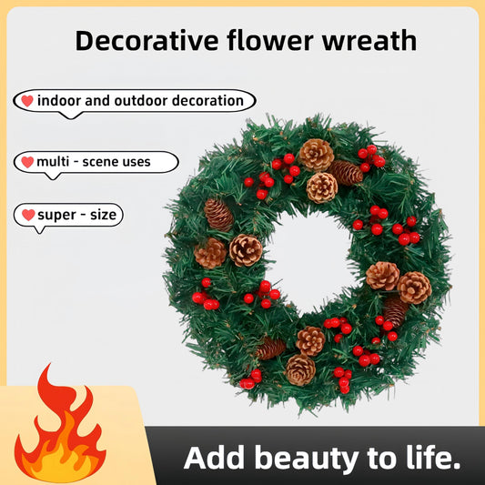 24 - Inch Christmas Wreath. Unlit, Yellow - Lit, Colorful - Lit Styles
