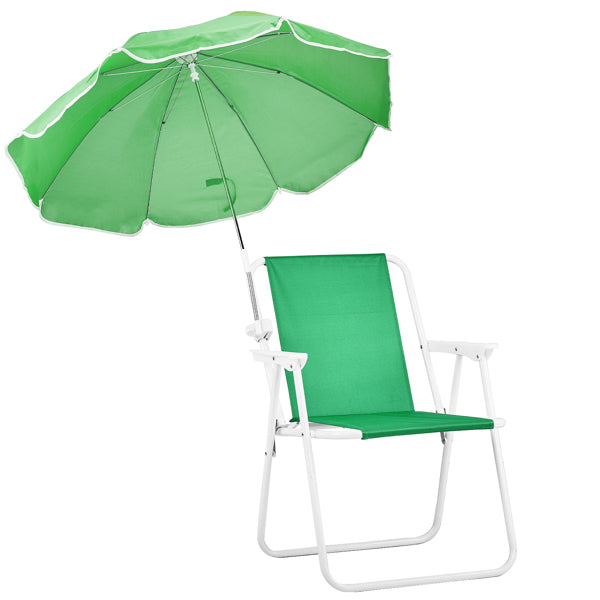 Folding Beach Chair With Umbrella For Adults, Lightweight Porable Camping Chair With 265lbs Capacity For Travel Picnic Concert & Outdoor Activities, Green