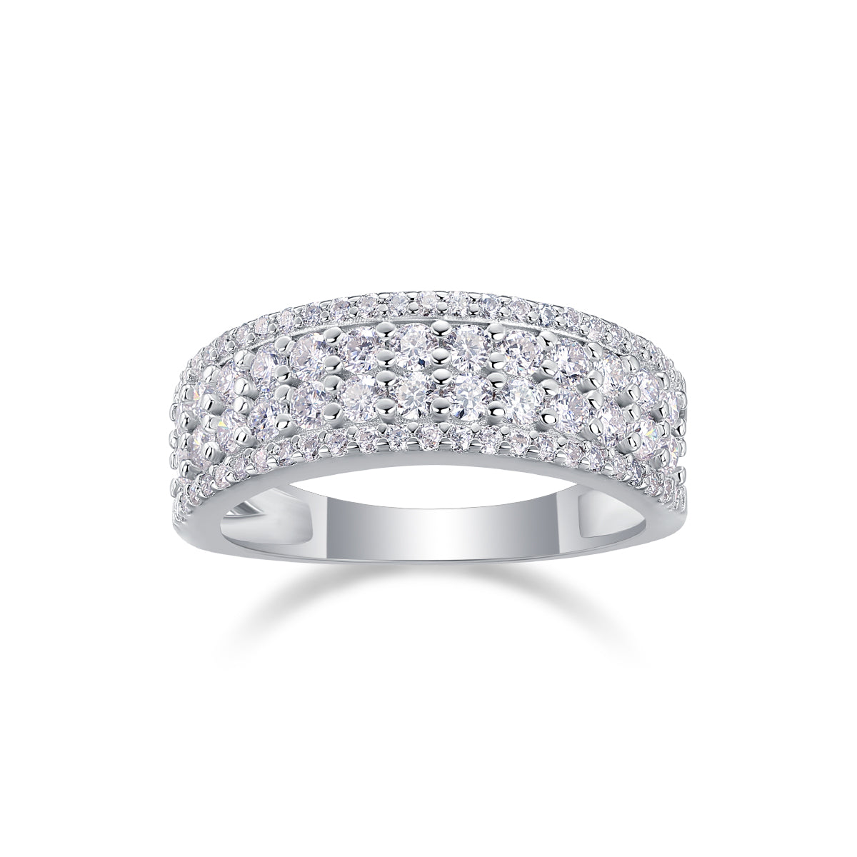 1Multi-row Diamond Ring Luxury Fashion Set Moissanite Silver Ring Prohibit TikTok sales