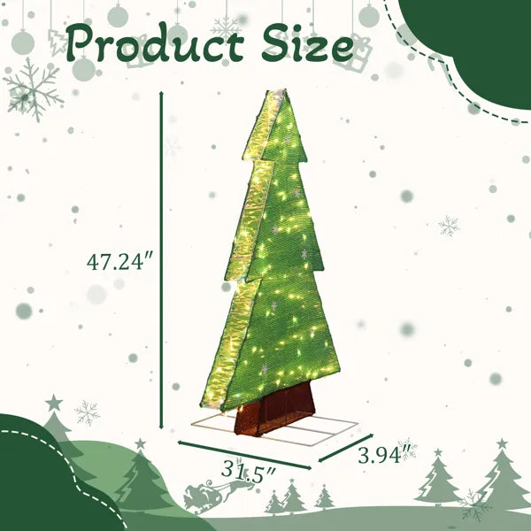 4FT Lighted Christmas Tree Yard Decorations, Pre-lit Holiday Decor With 110 Warm White LED Lights For Xmas Outdoor Indoor Decor Lighted Holiday Displays