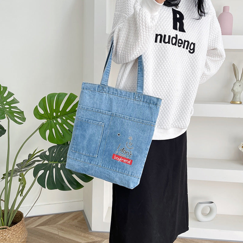 Women's Simple All-match Shoulder Denim Handbag