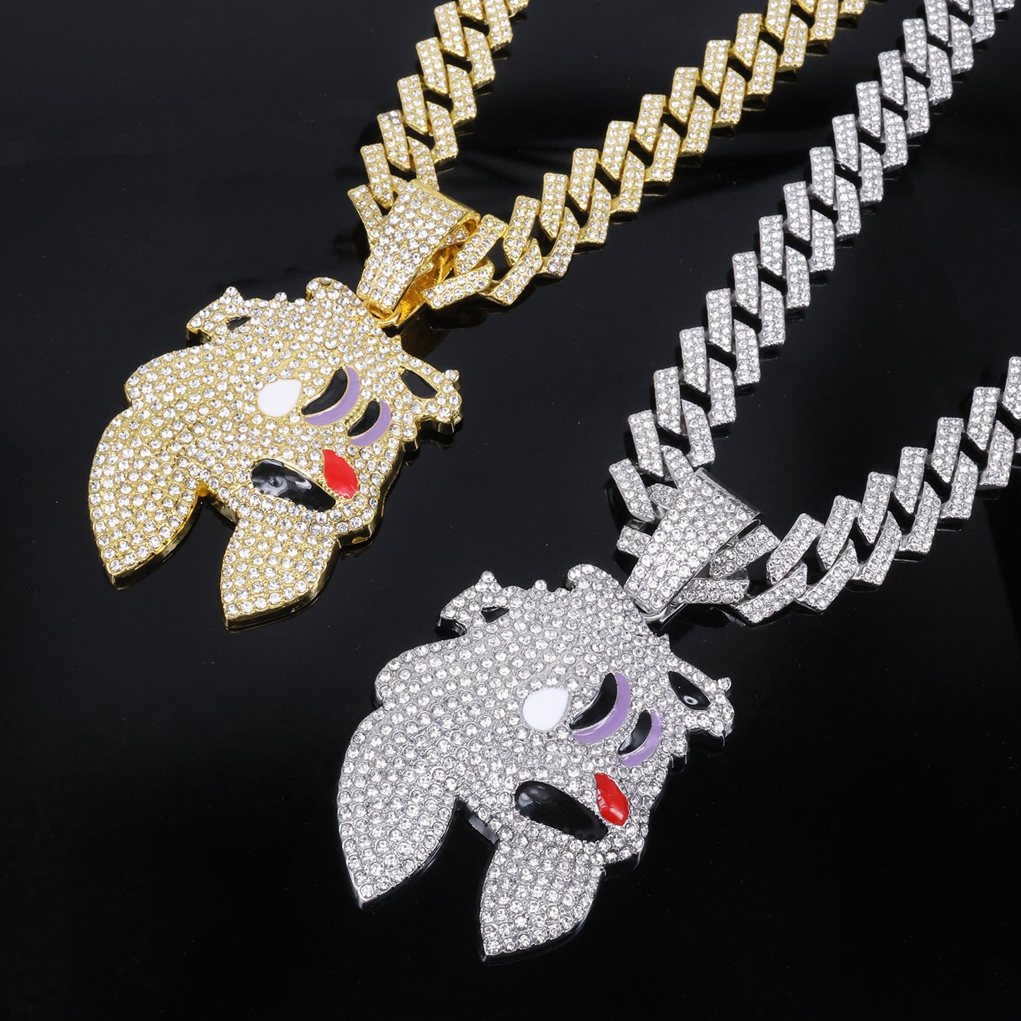 Jewelry Fashion Magic Hat Rabbit Head Pendant Necklace High-grade Cuban Chain
