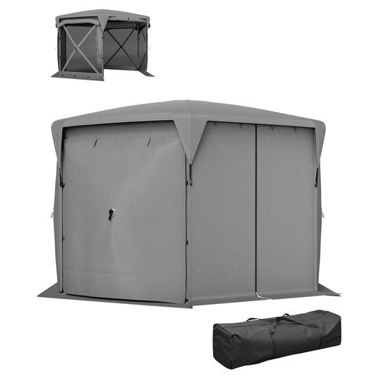 11 X 11ft  Up Gazebo Screen Tent With Removable Roof Cover, Roll-up Wind Panels For Camping, Backyard, Dark Gray
