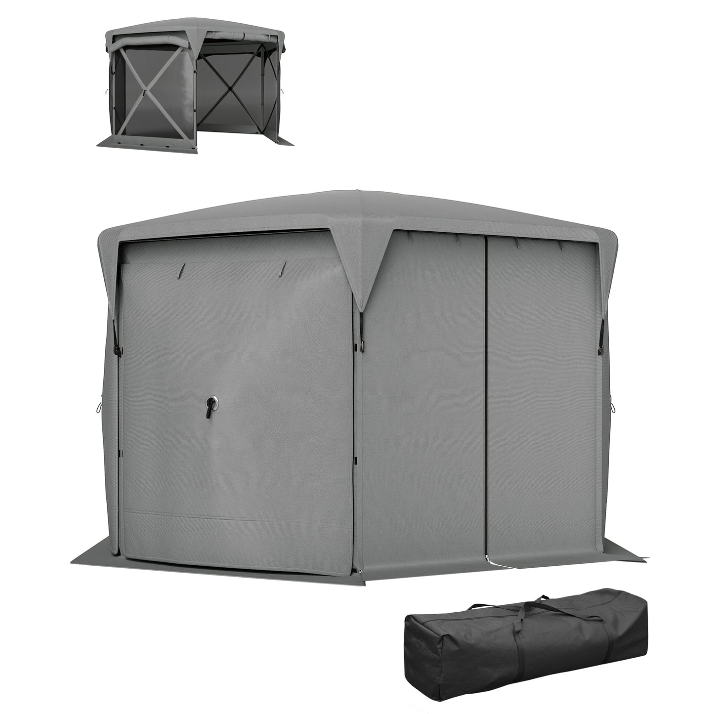 11 X 11ft  Up Gazebo Screen Tent With Removable Roof Cover, Roll-up Wind Panels For Camping, Backyard, Dark Gray