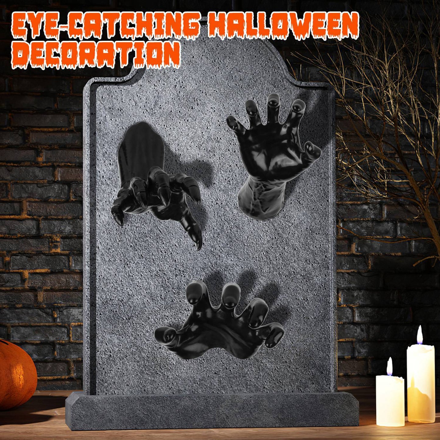 3Pcs Creepy Reaching Hands With Lighted Candles Wall Mounted Halloween Decoration Witch Devil Hand Aesthetic Goth Gothic Life Sized Horror Hands Hanging Sculpture