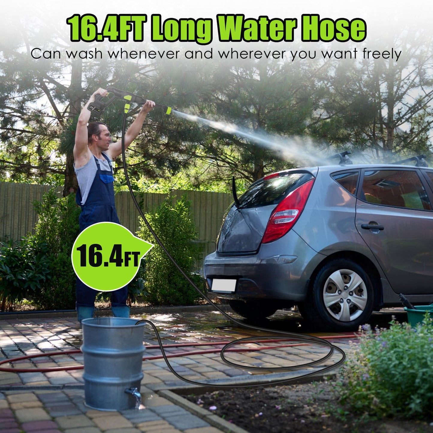 1Set C Portable Electric Power Washer High Pressure Water Sprayer 435PSI Car Washer Cleaner With 6 In 1 Nozzle Foam Bottle Filter 15000mAh 21V Battery And Charger