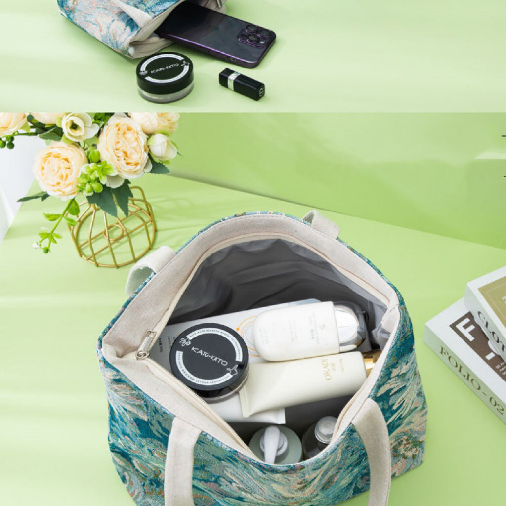 Large Capacity Embroidered Vintage Tote Bag - Sunflower Floral Monet-Garden Design