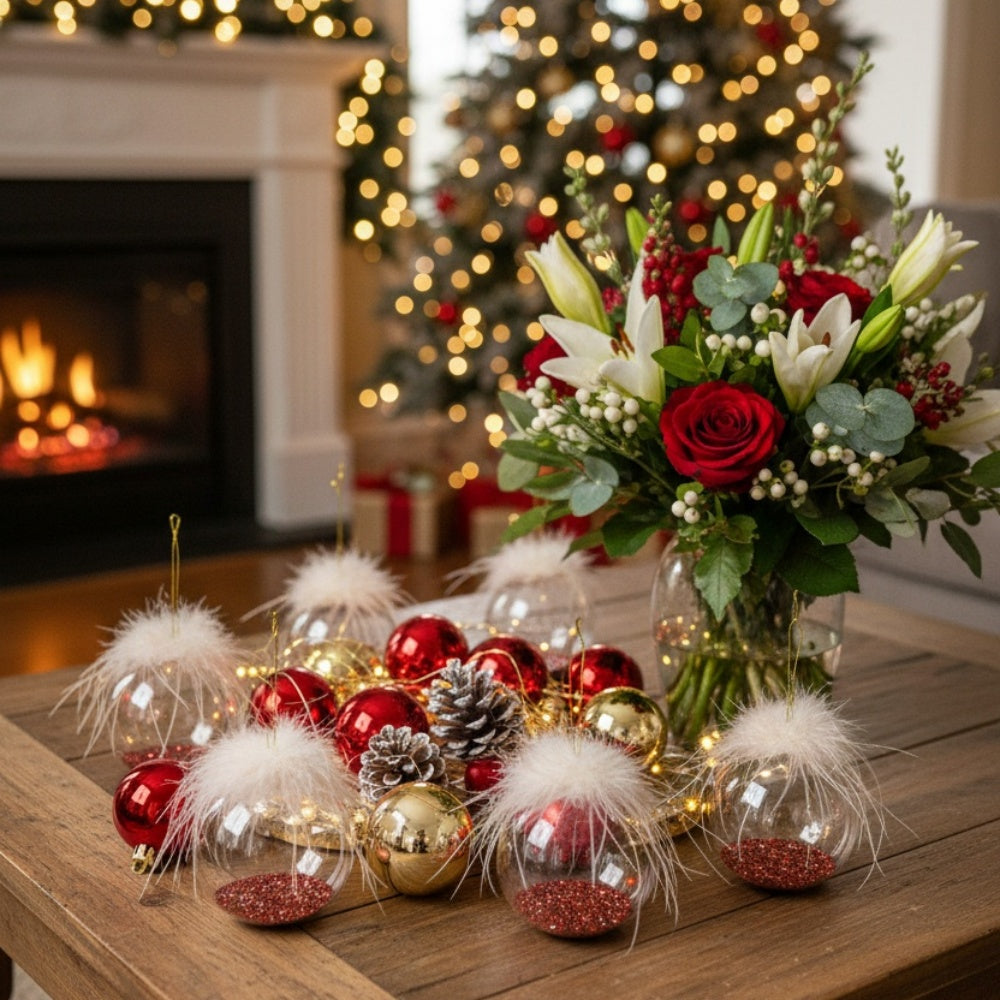 6PCS Set 3.9in Christmas Ball Tree Ornaments Glass Hanging Balls For Holiday Party & Home Decor