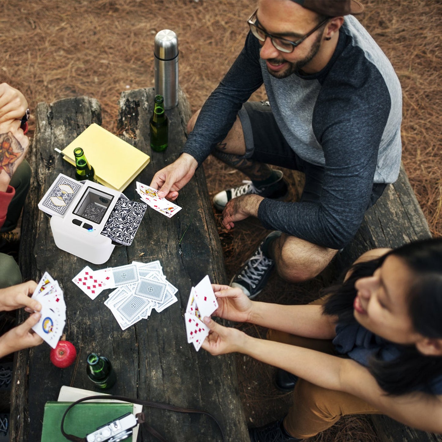 1Pc 2 Deck Rechargeable Automatic Card Shuffler Professional Card Shuffler For For Texas Hold'em Poker UNO With Auto Manual Mode Handheld Desktop