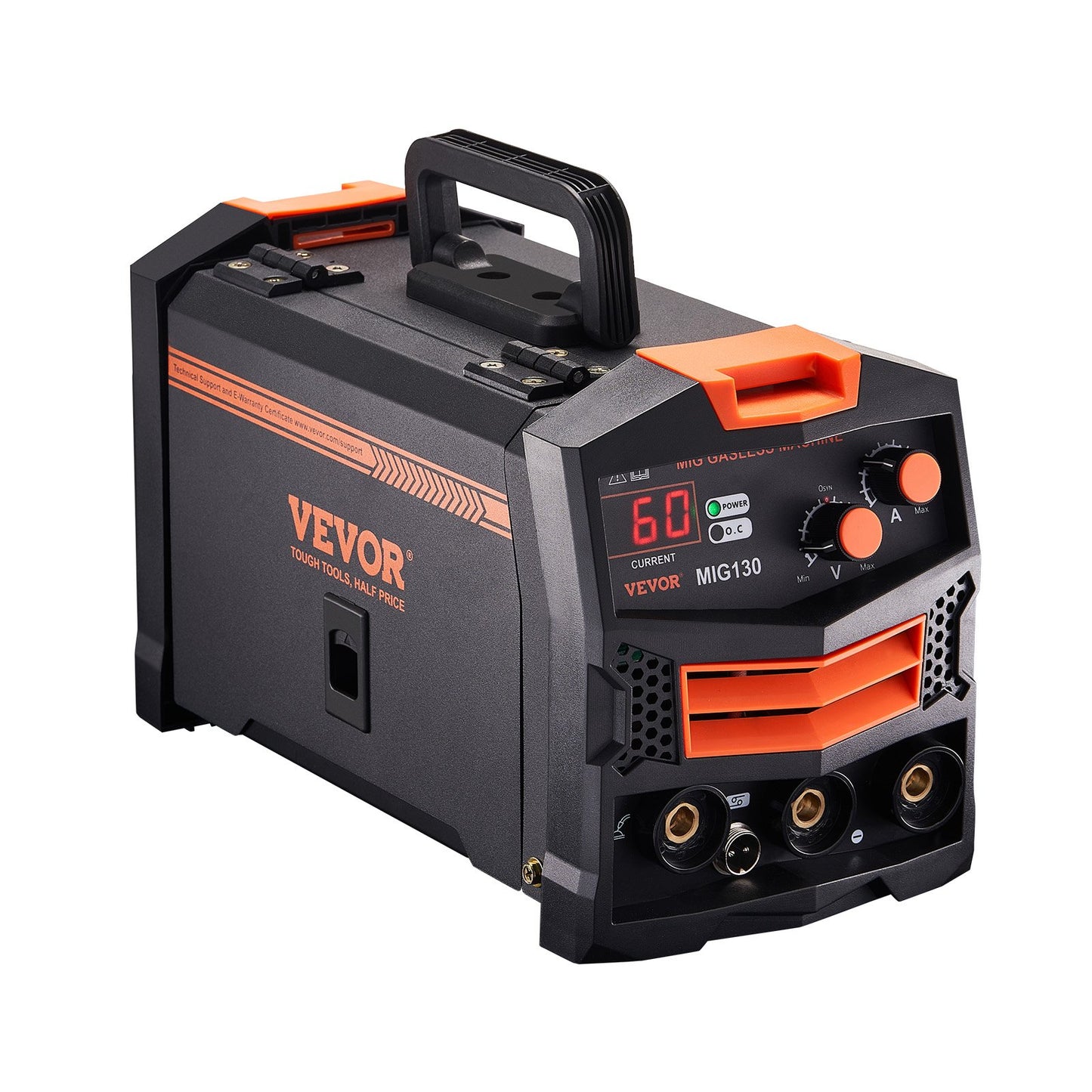 MIG Welder, 130Amp Synergic Mig Welding Machine, 110V Gasless Flux Core Welder Machine, Portable Mig Welder With IGBT Inverter Technology And Digital Display Screen