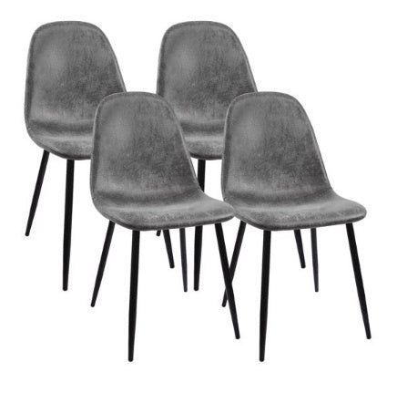 Set Of 4 Grey Dining Chairs, Modern Kitchen Dining Chairs, Suede Upholstered Dining Chairs