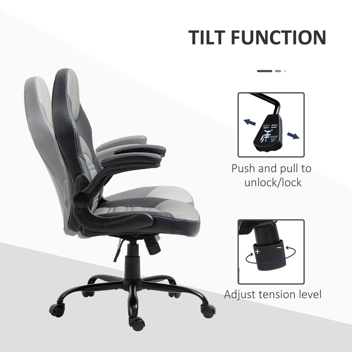 PU Leather Gaming Chair with Flip-up Armrests