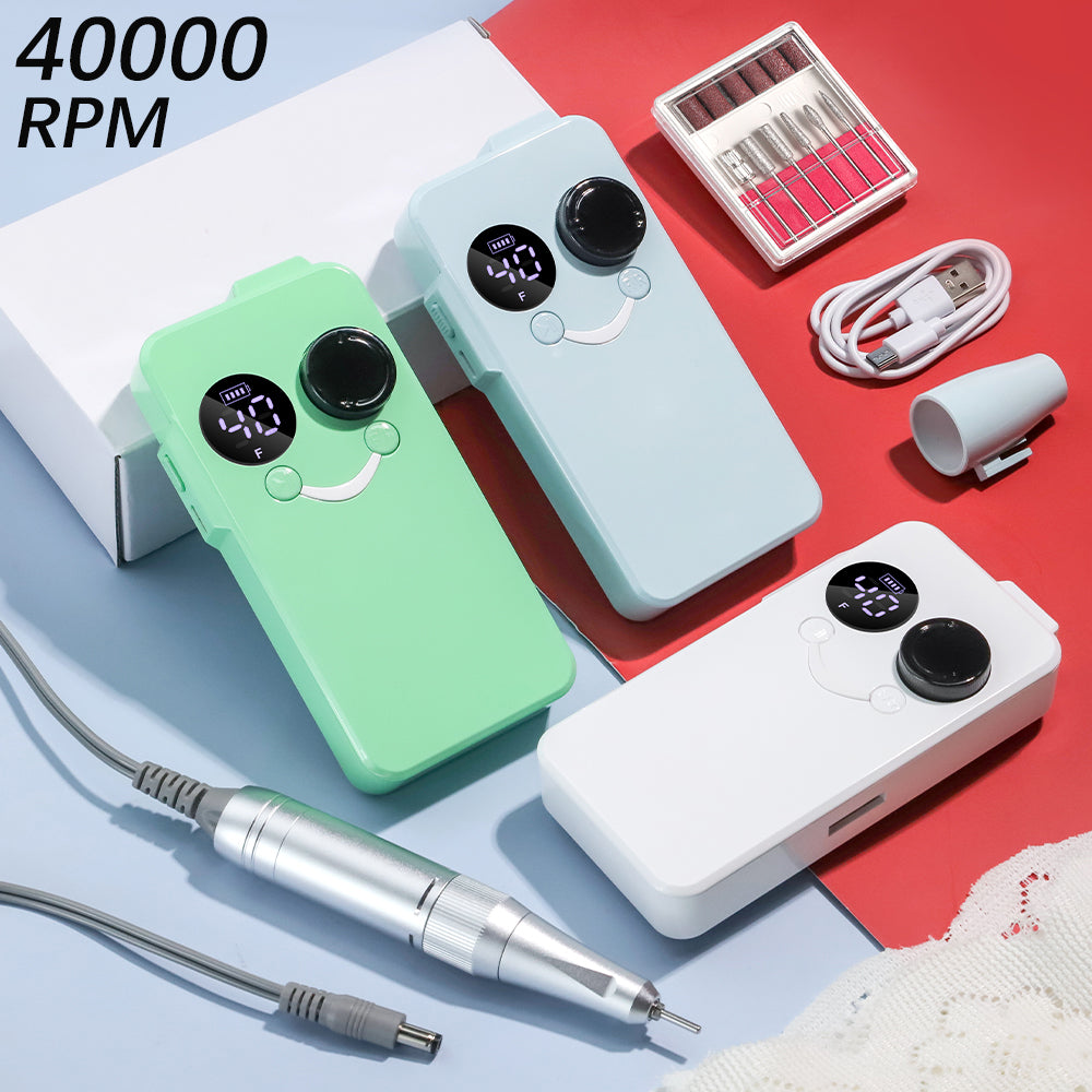 40000RPM Nail Drill Professional Cordless Electric Nail Drill Machine Rechargeable Portable Acrylic Gel Grinder Tools With 6 Bits And Sanding Bands For Manicure Pedicure Carve Polish