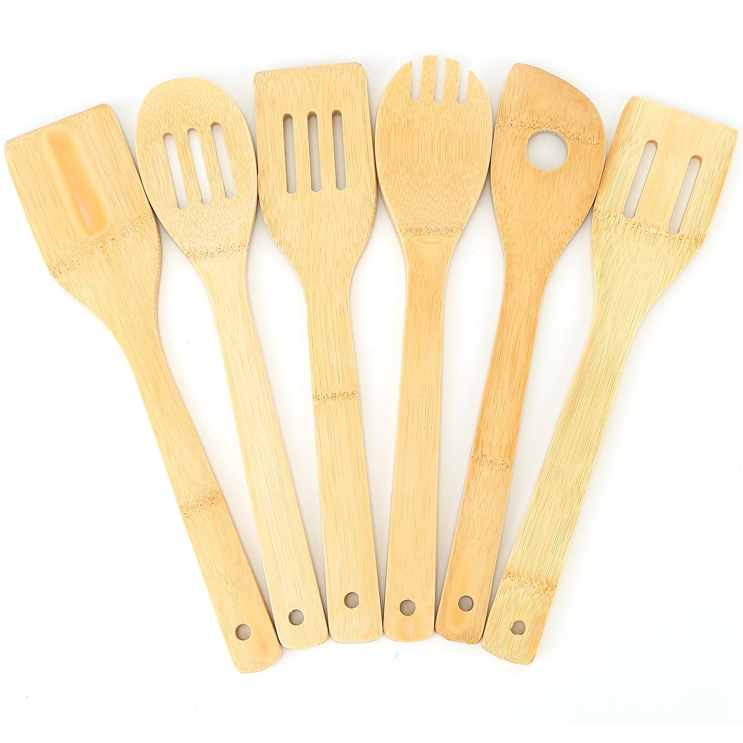 Set Of 6Pcs Cooking Utensil Bamboo Wooden Spoons Spatula Kitchen Cooking Tools Nonstick Wooden Cookware Kitchen Gadgets