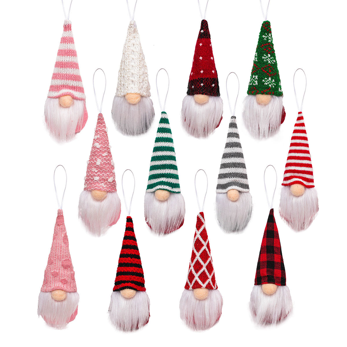 12PCS Christmas Plush Gnome Pendant Xmas Tree Hanging Doll Decor Santa Elf Home Ornaments For Christmas Holiday Winter Birthday Party Indoor Decoration