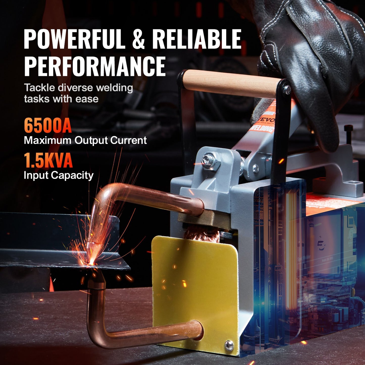 Portable Spot Welder, 1/8-inch Spot Welder Machine With 1.5KVA Input Capacity, Handheld Welding Tip Gun, Metal Sheet Spot Welding Machine For Steel Plates