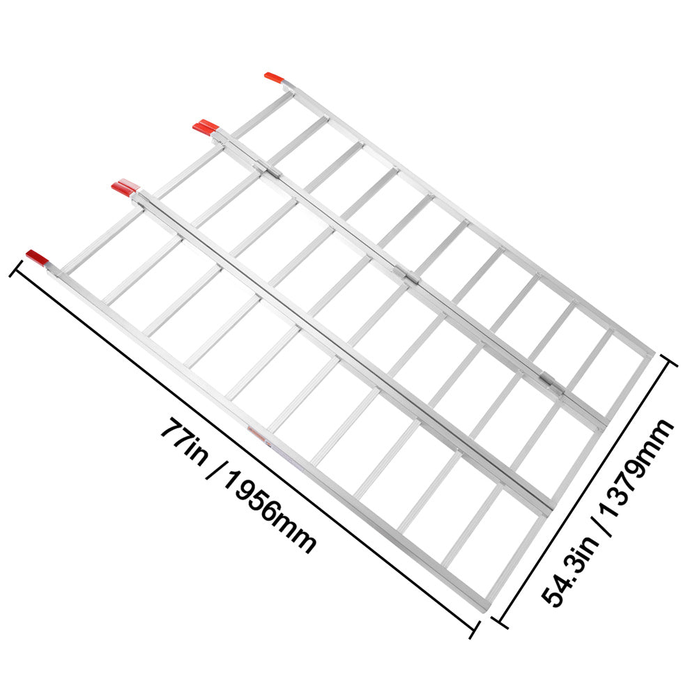 Tri-Fold Aluminum Loading Ramp 1500 Lbs 77in X 54in For Tractors ATVs UTVs
